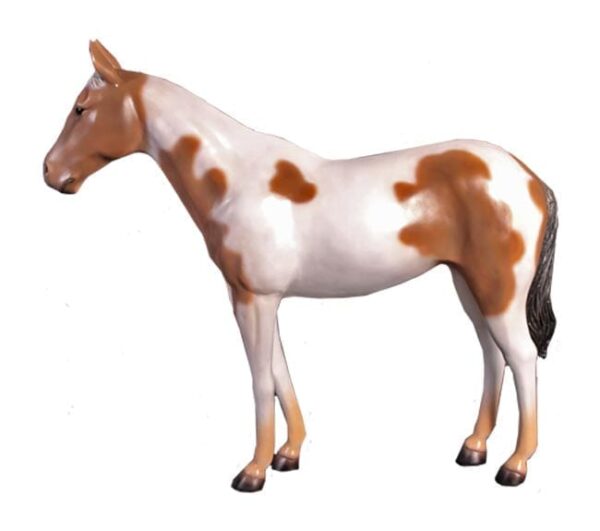 Fibreglass Brown and White Pinto Horse Sculpture Standing 3ft tall