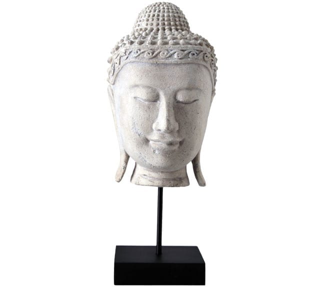 Angkor Wat Buddha Head On Base Roman Stone Finish