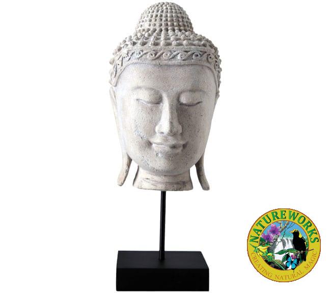 Angkor Wat Buddha Head On Base Roman Stone Finish