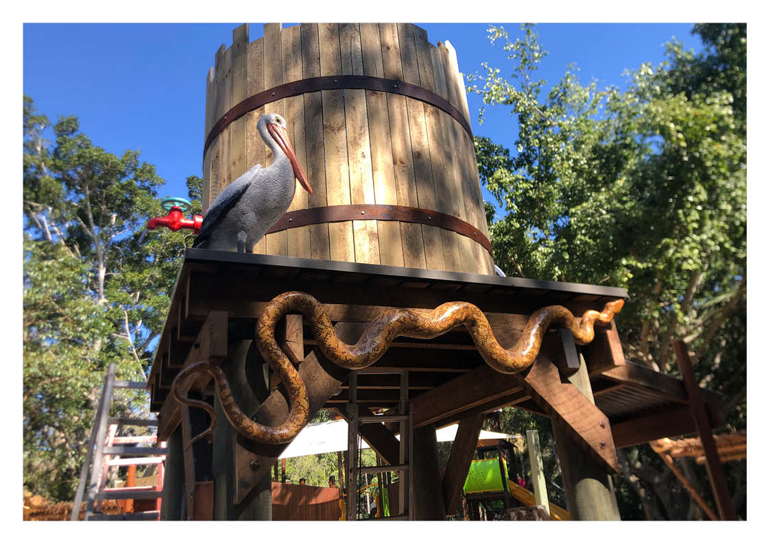 Natureworks Australia Museum quality Amethystiine Python Smake - 090021 sculpture- showin hanging in outdoor display