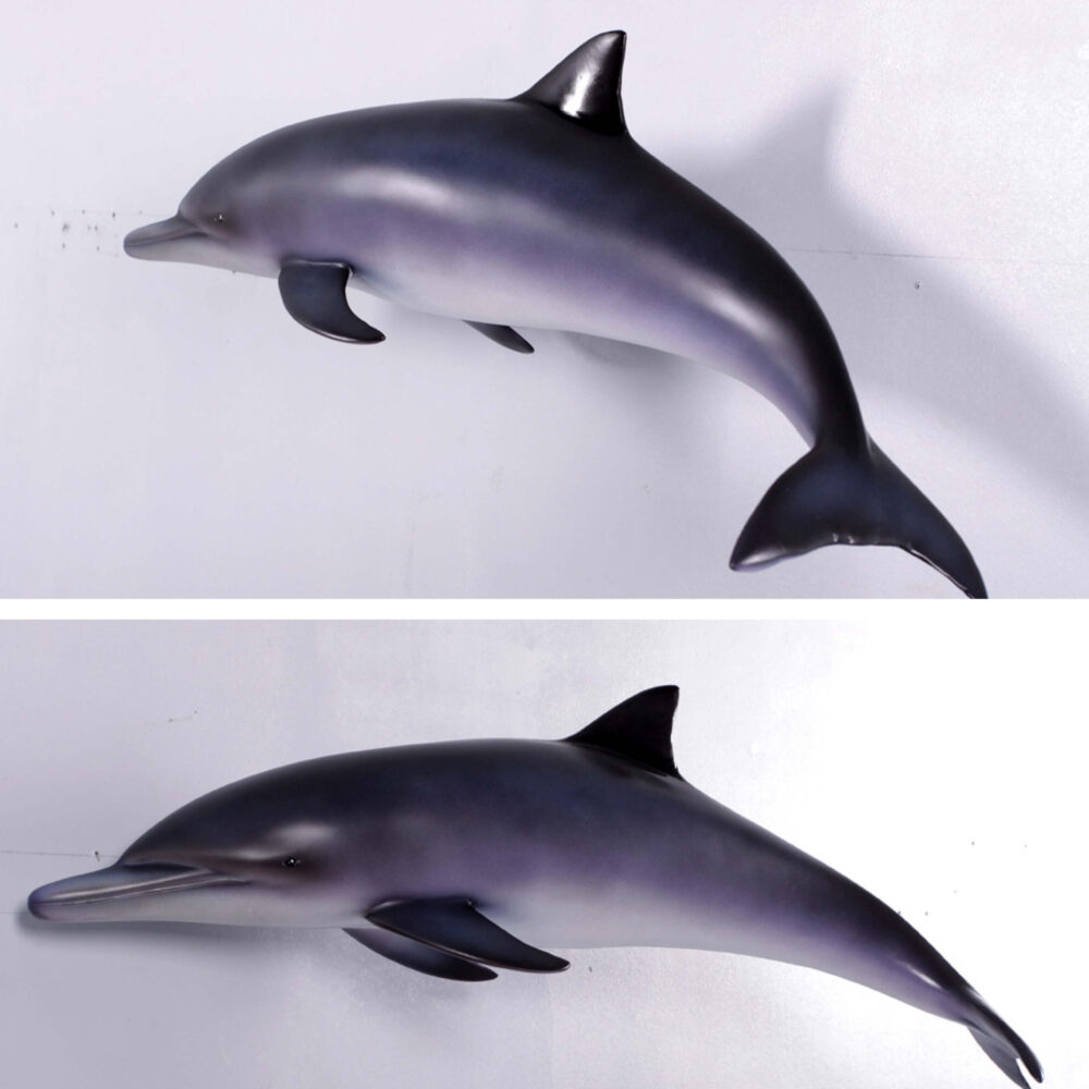 Baby Dolphin - bottlenosed - wall decor - sku 120062- showing side and angle views of the dolphin