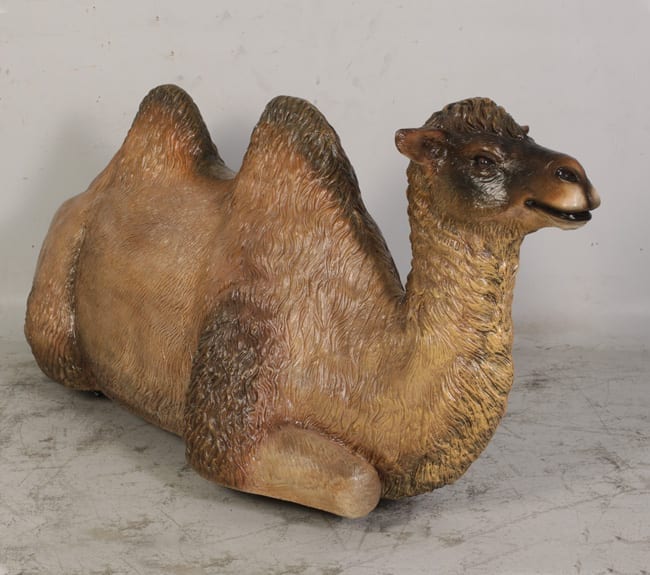 Brown Colored Sitting Two-Humped Bactrian Camel Sculpture