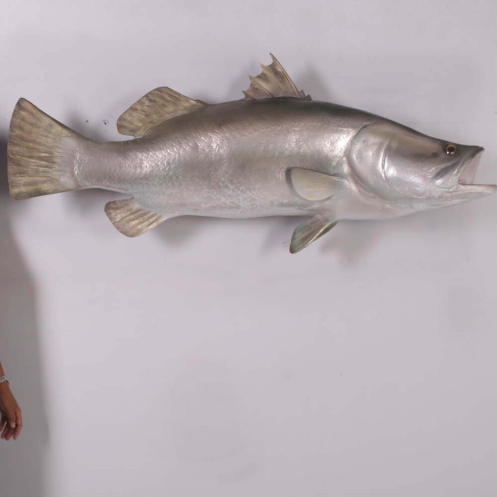 Barramundi Fish - Wall decor mount - side view - shown mounted on wall - SKU: 100102