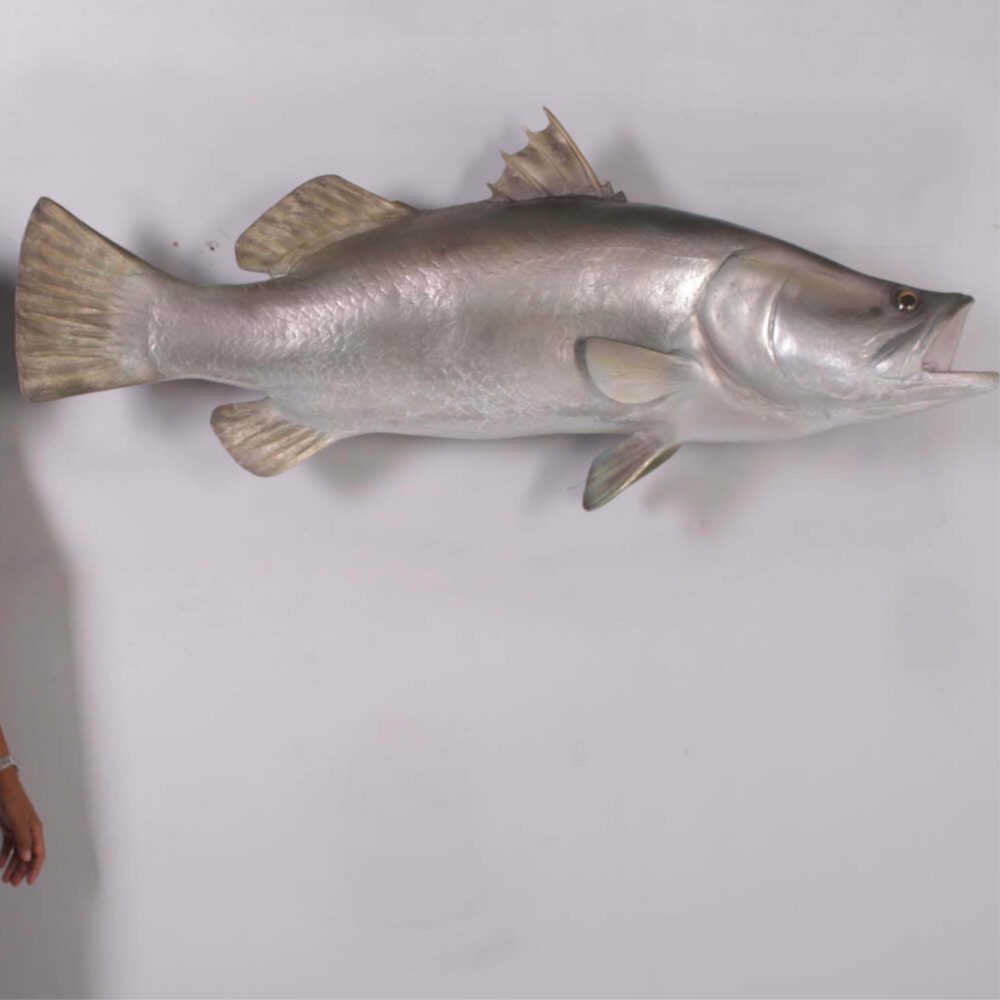 Natureworks Australia Barramundi Fish - Wall decor mount - side view - shown mounted on wall - SKU: 100102