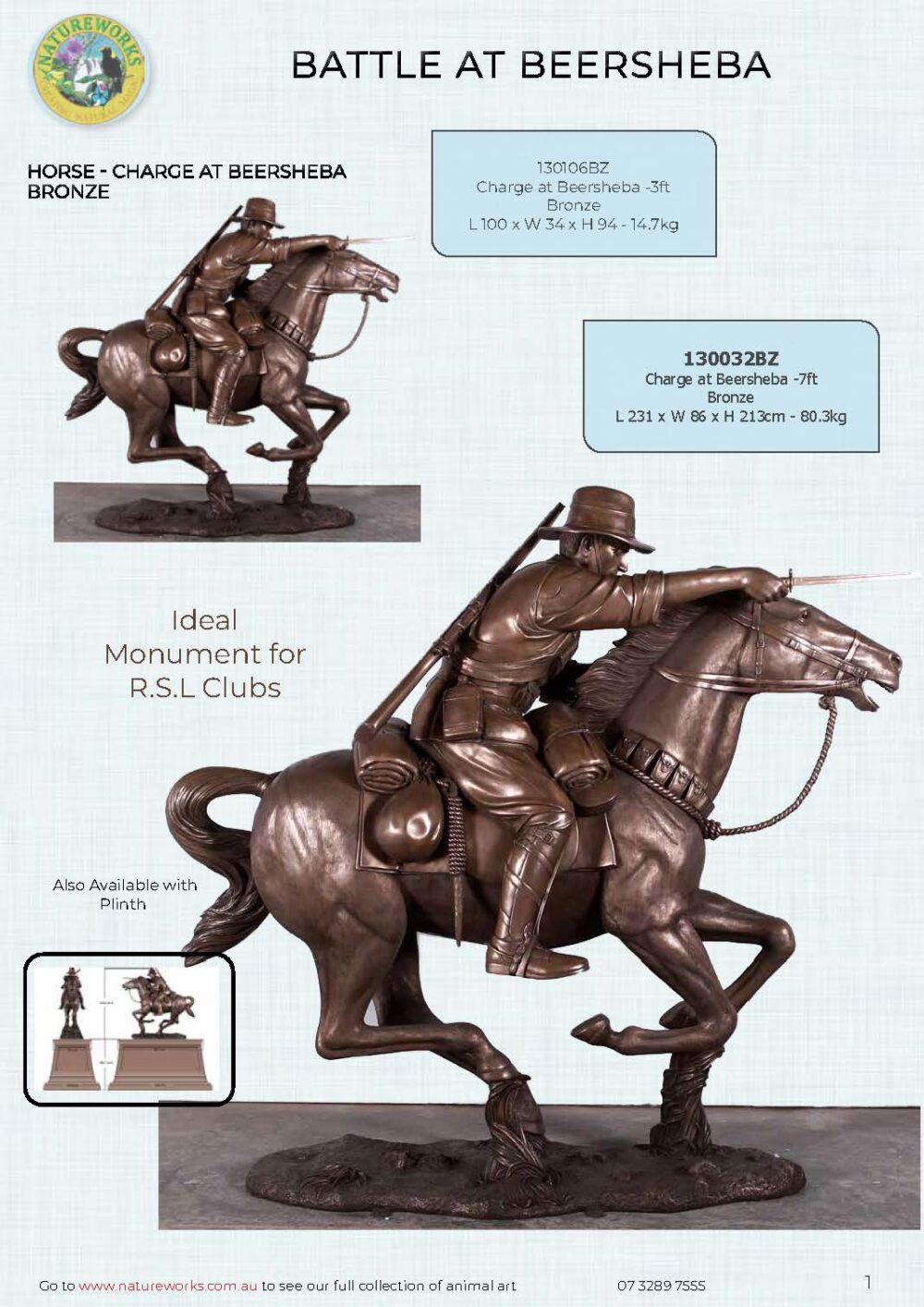 Horse & Rider Charge at Beersheba-Painted Life-size 7ft - Image 11