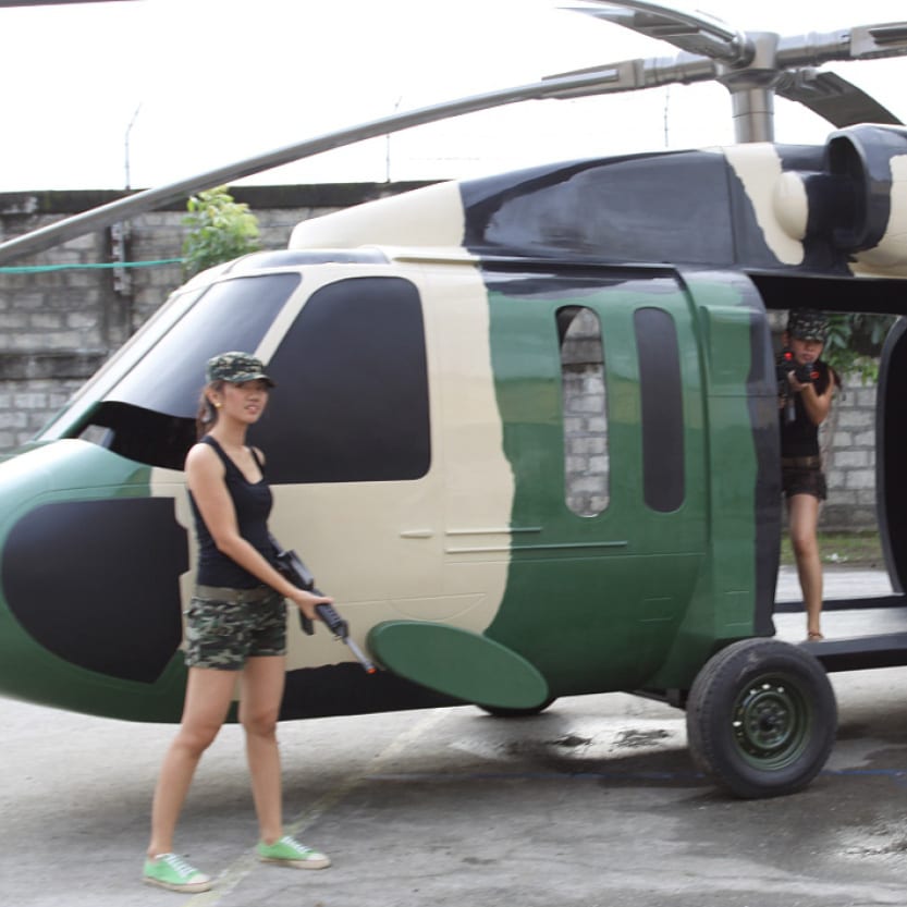 Natureworks Australia Black Hawk Helicoptor with girls - sculpture art for sale