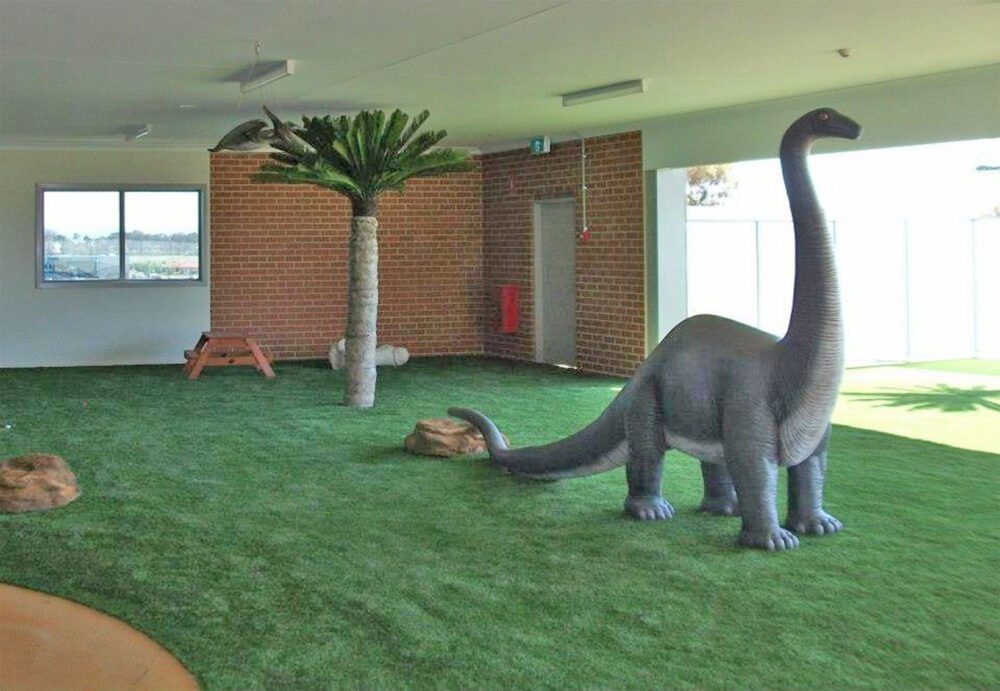 Brontosaurus Dinosaur statue shown in day care centre - SKU 080130