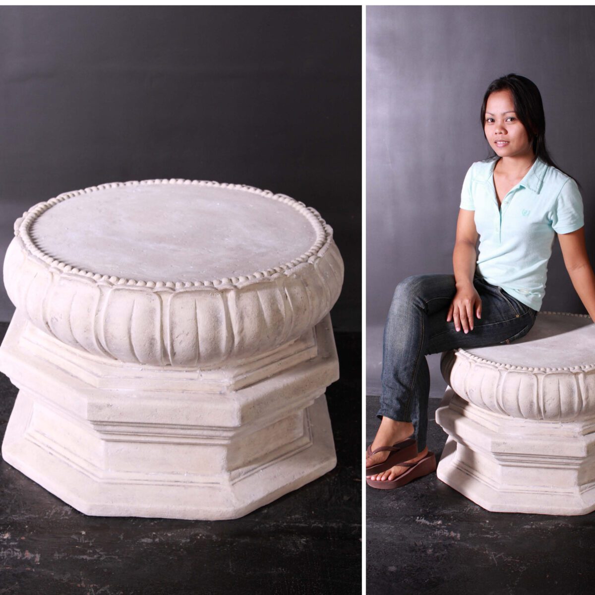 Natureworks Australia Buddha_Divine_On_Lotus_Leaf_Roman Stone-030414RS - showing raised lotus plinth