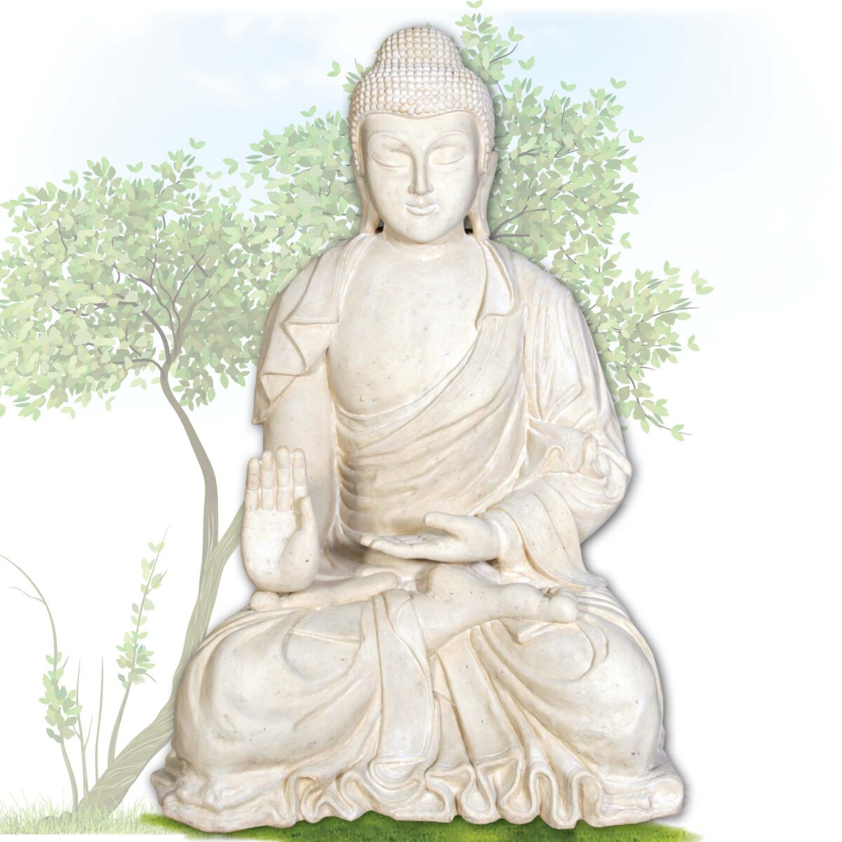 Natureworks Australia Buddha - Roman stone statue - in sitting pose - SKU 120042RS - front view