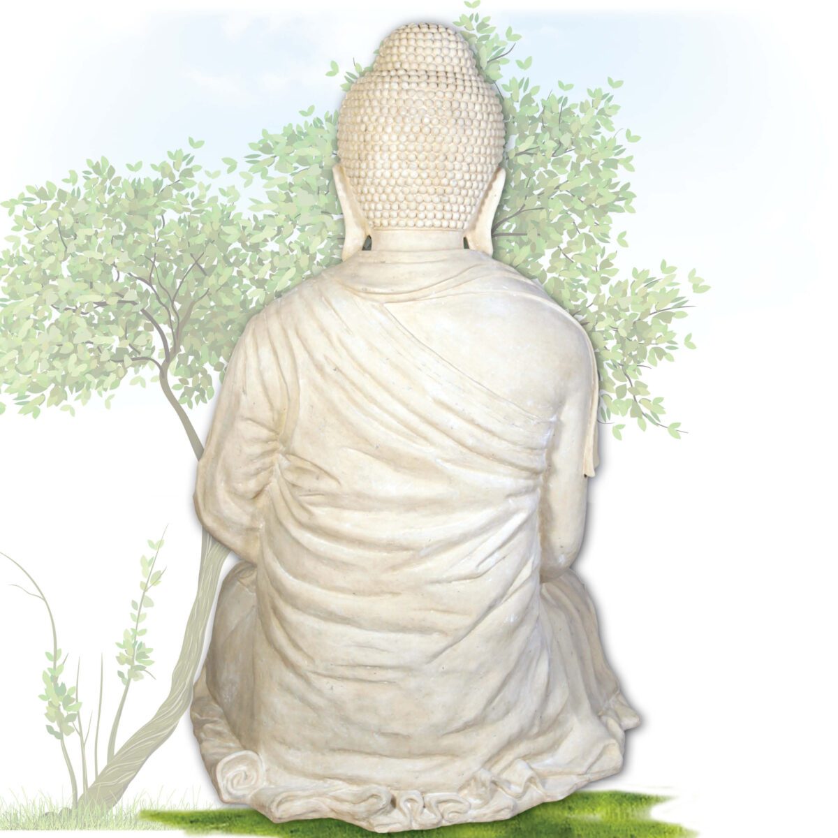 Natureworks Australia Buddha - Giant Roman stone in sitting pose - SKU 120042RS - Rear view