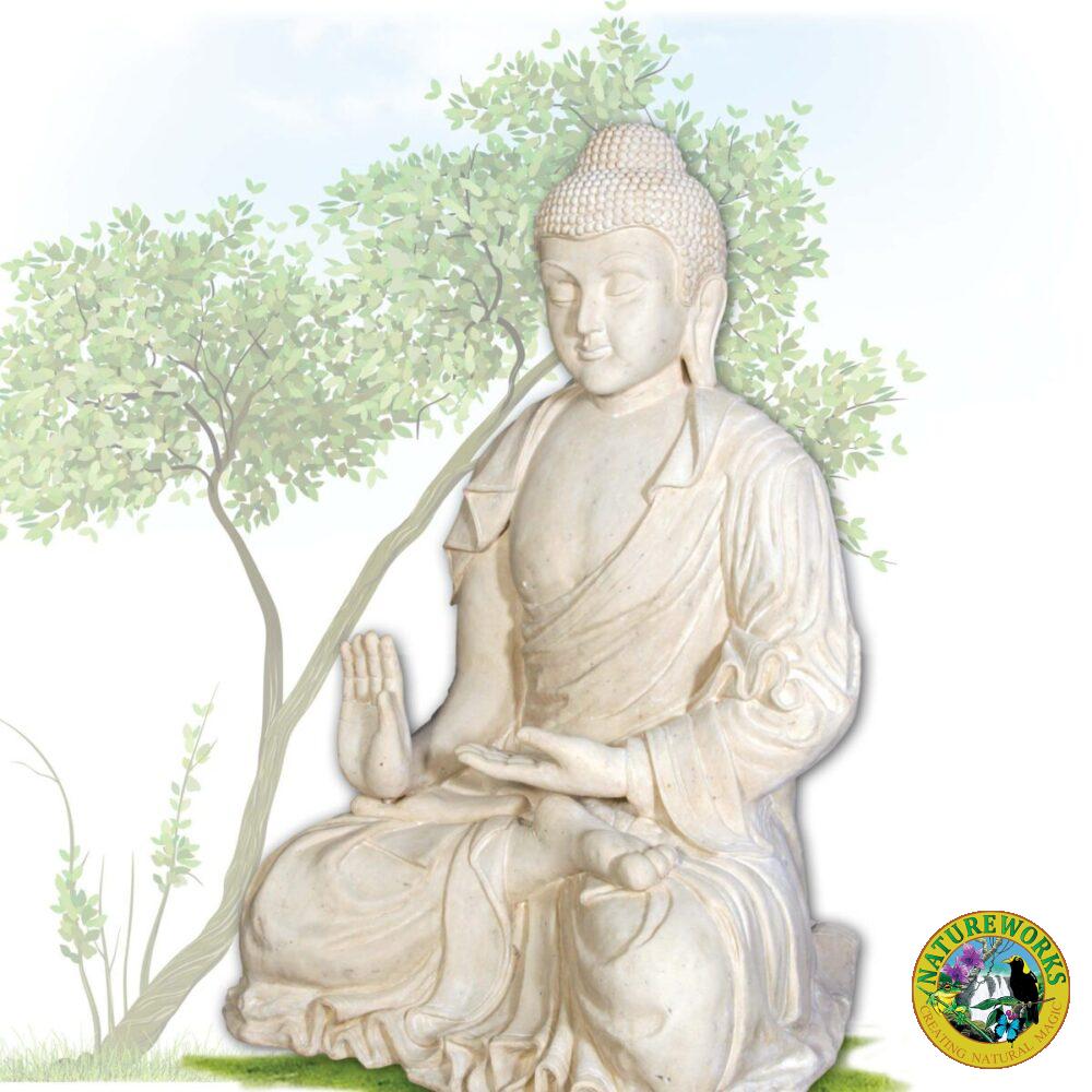 Buddha - Giant Roman Stone statue - in sitting pose - SKU 120042RS- Angle view