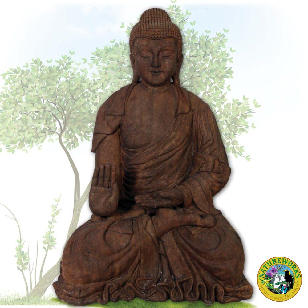 Buddha - Giant brown statue - in sitting pose - SKU 120042CC- - front view