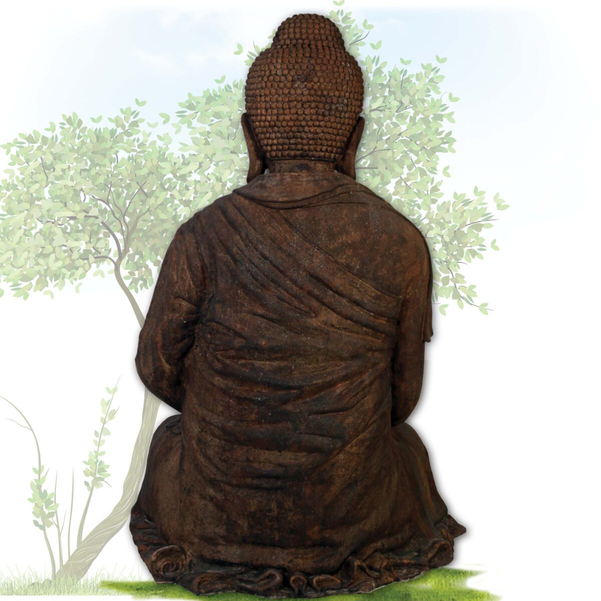 Natureworks Australia Buddha - Giant brown statue - in sitting pose - SKU 120042CC- - rear vuew