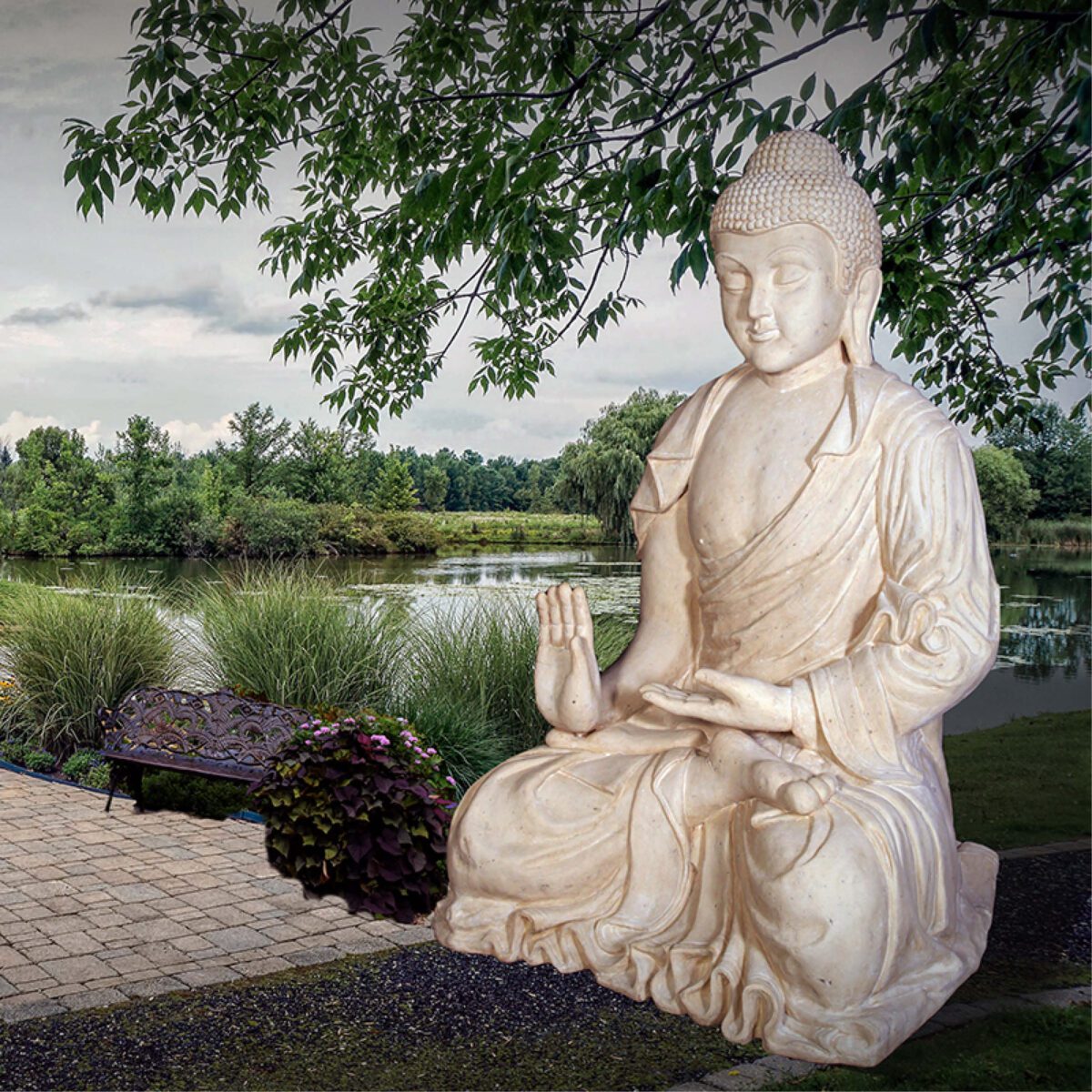 Natureworks Australia Buddha - Giant brown statue - in sitting pose - SKU 120042RS- - Front angle view