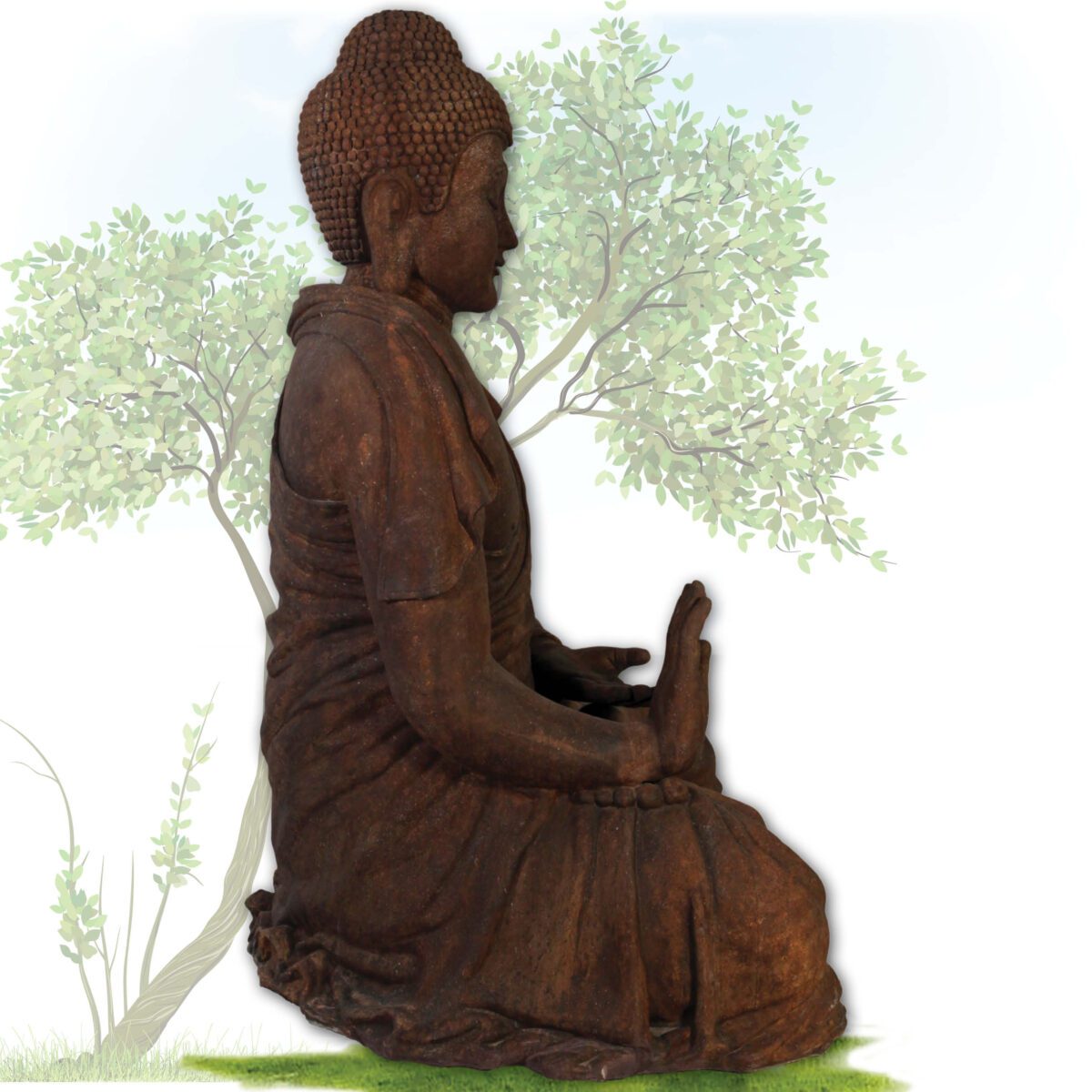 Natureworks Australia Buddha - Giant brown statue - in sitting pose - SKU 120042CC- - side view