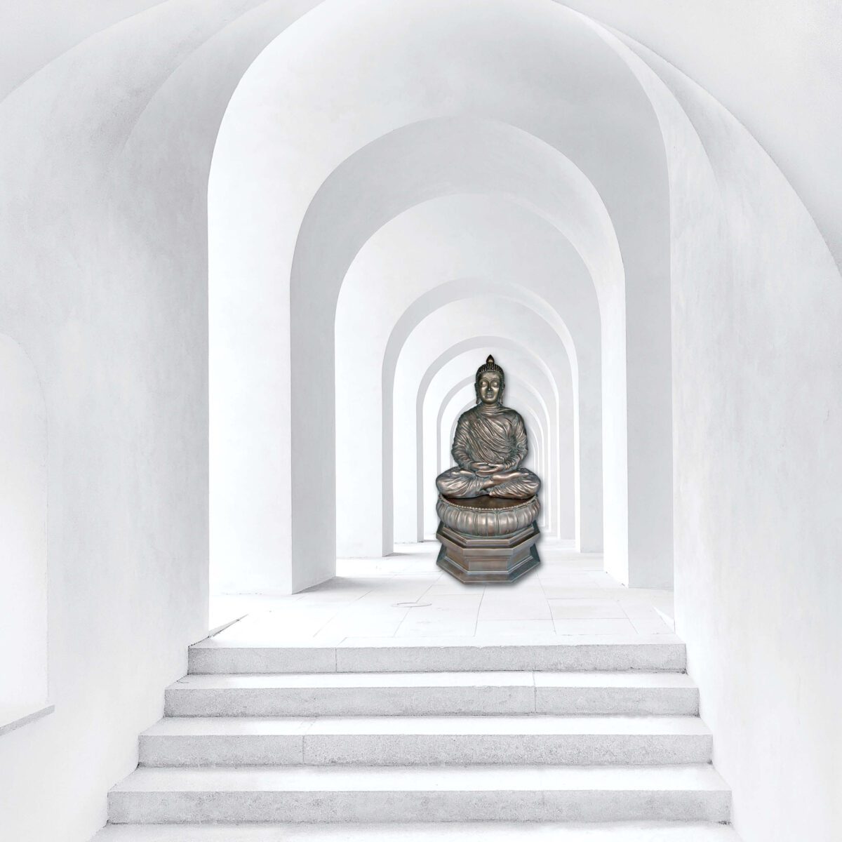 Natureworks Australia Buddha Divine on lotus leaf- Statue - Bronze finish - SKU 030414B