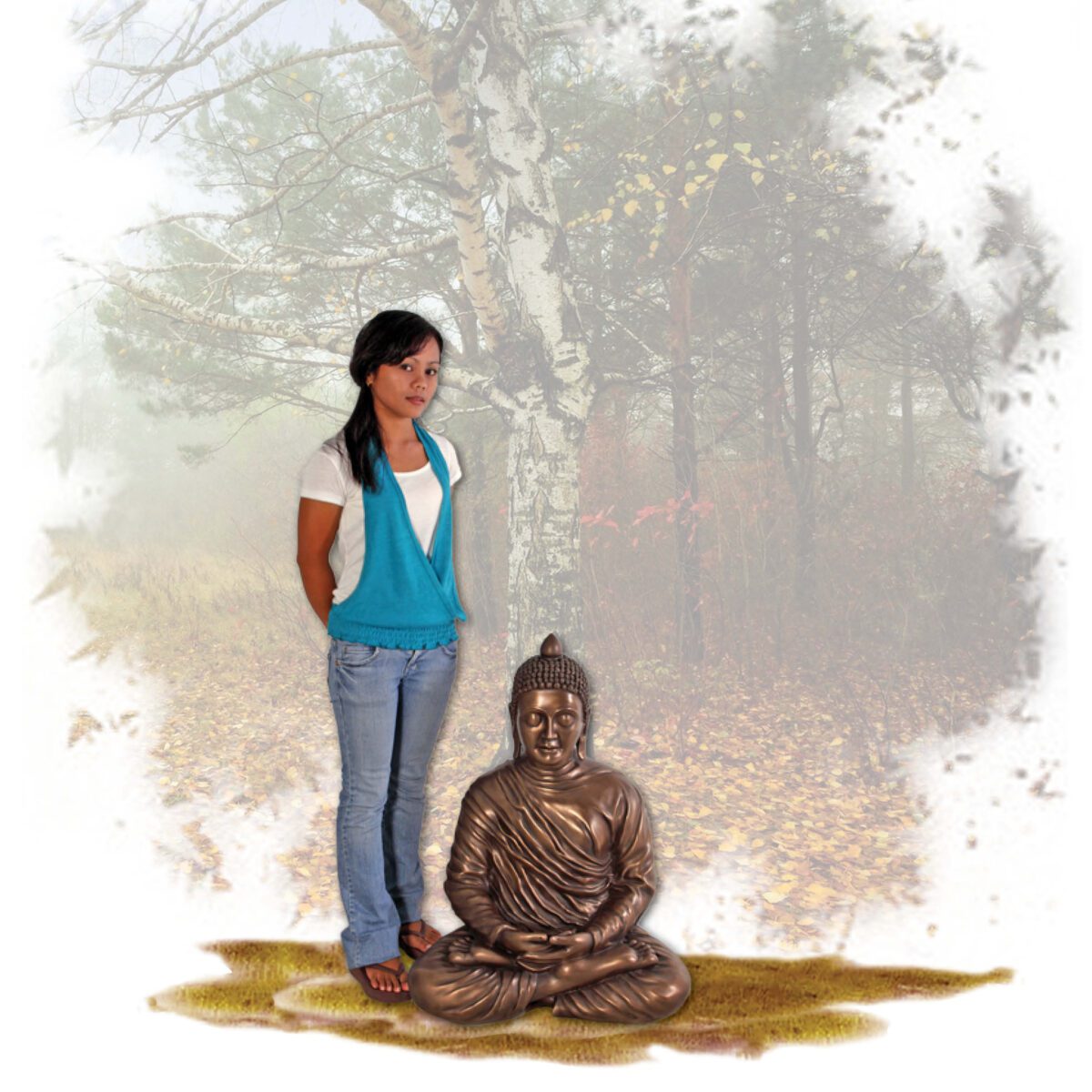 Natureworks Australia Buddha divine sitting pose - with a bronze finish - high detailed sculpture SKU :030414B