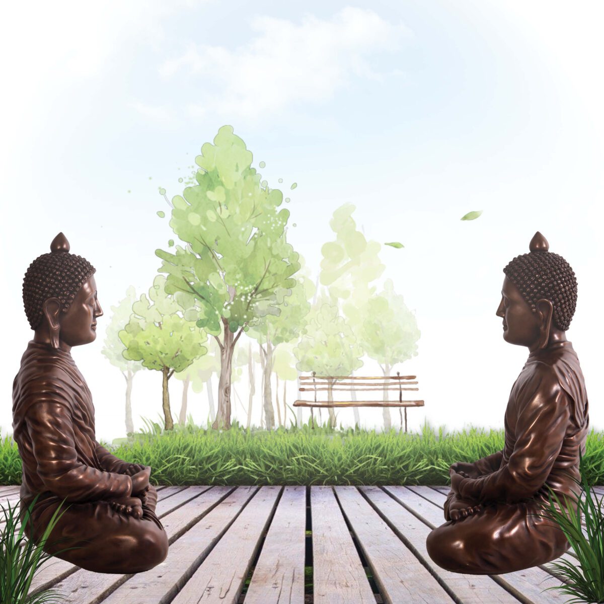 Natureworks Australia Buddha divine sitting pose - with a bronze finish - high detailed sculpture SKU :030414B