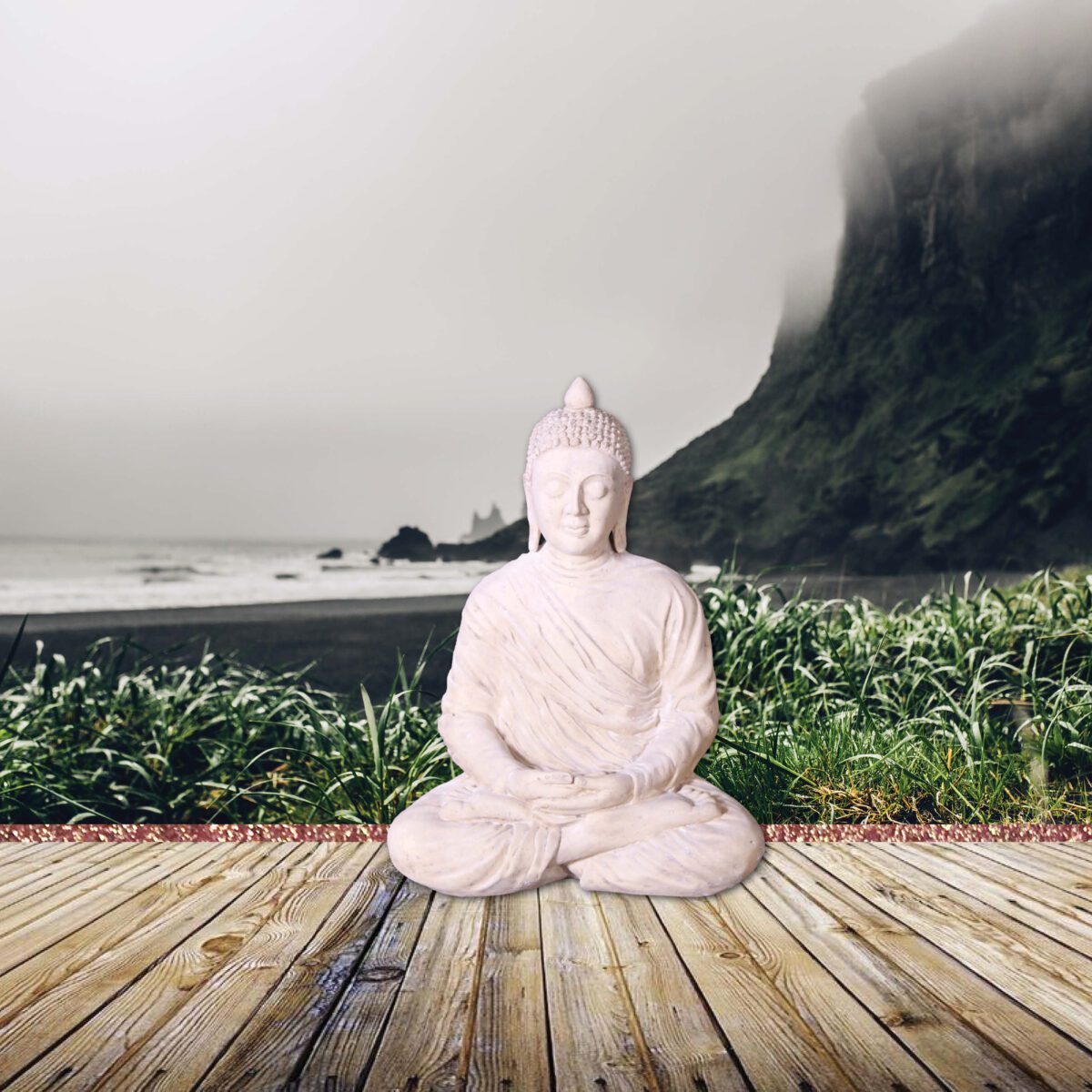 Natureworks Australia Buddha Divine- 030415RS 83cm hi - Roman stone finish - in sitting pose