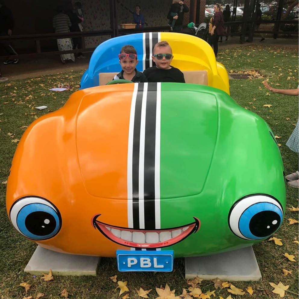 Casey the Car insitu with children