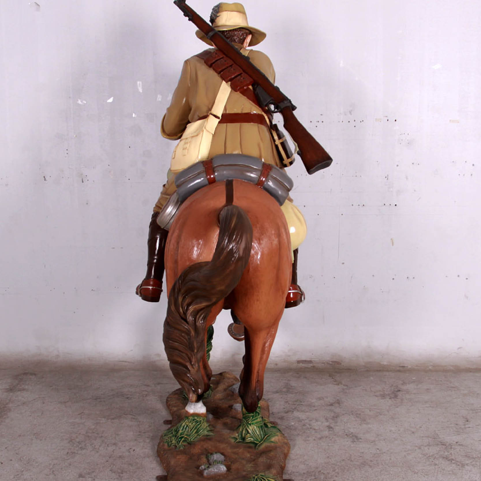 Natureworks Australia Charge at Beersheba 130032 life size coloured -Rear view of rider on horse-Australian military History - Life-size horse and rider