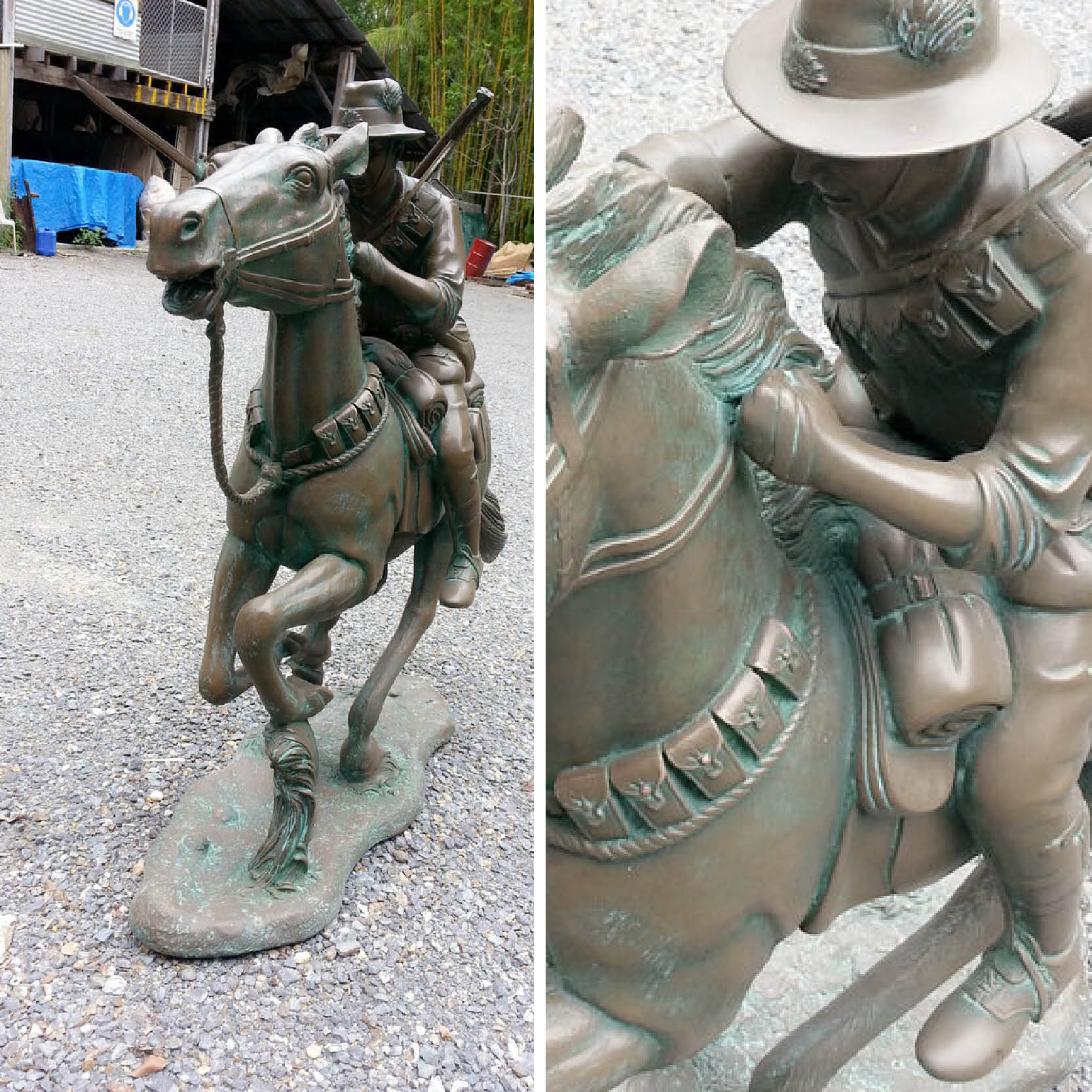 Natureworks Australia Charge-at-Beersheba-3ft-Bronze-horse-and-Rider-front-view-150105BZ