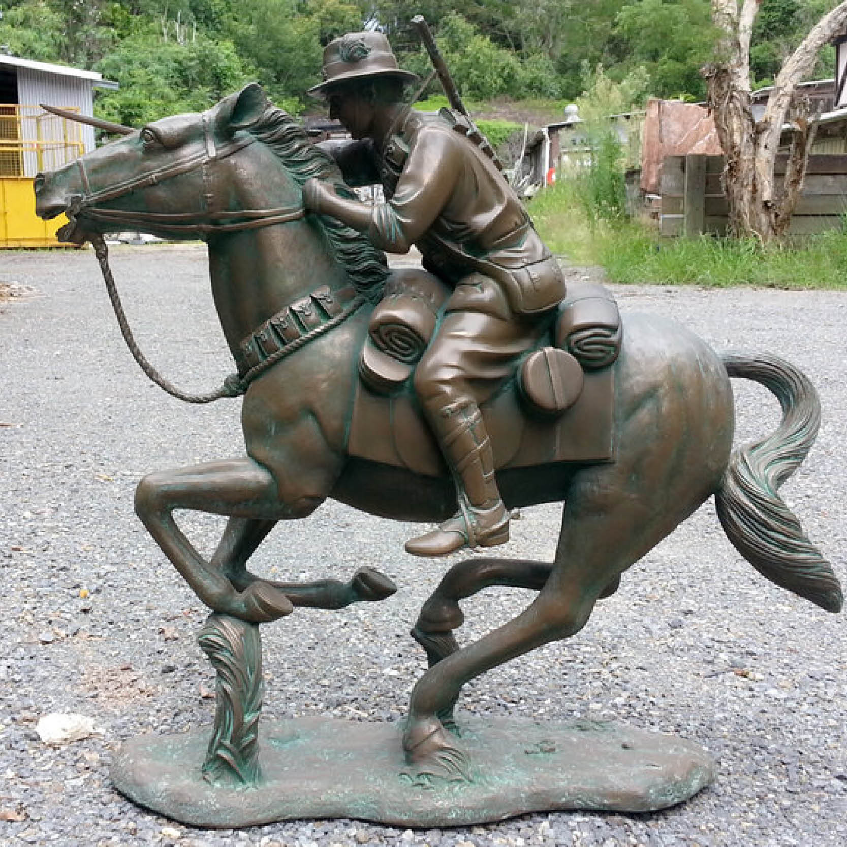 Natureworks Australia Charge-at-Beersheba-3ft-Bronze-horse-and-Rider-side-view-150105BZ