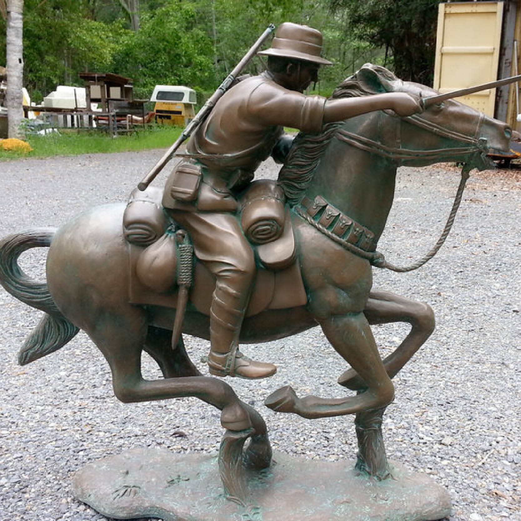 Natureworks Australia Charge-at-Beersheba-3ft-Bronze-horse-and-Rider-side-view-150105BZ