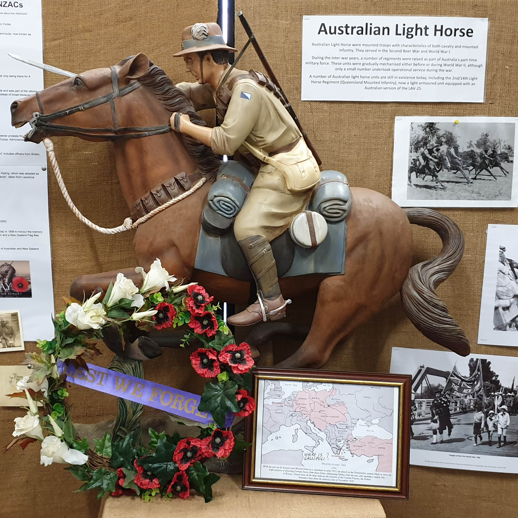 Natureworks Australia Charge at Beersheba 3ft Painted - horse and Rider-Kingaroy Museum-150105BZ-V3