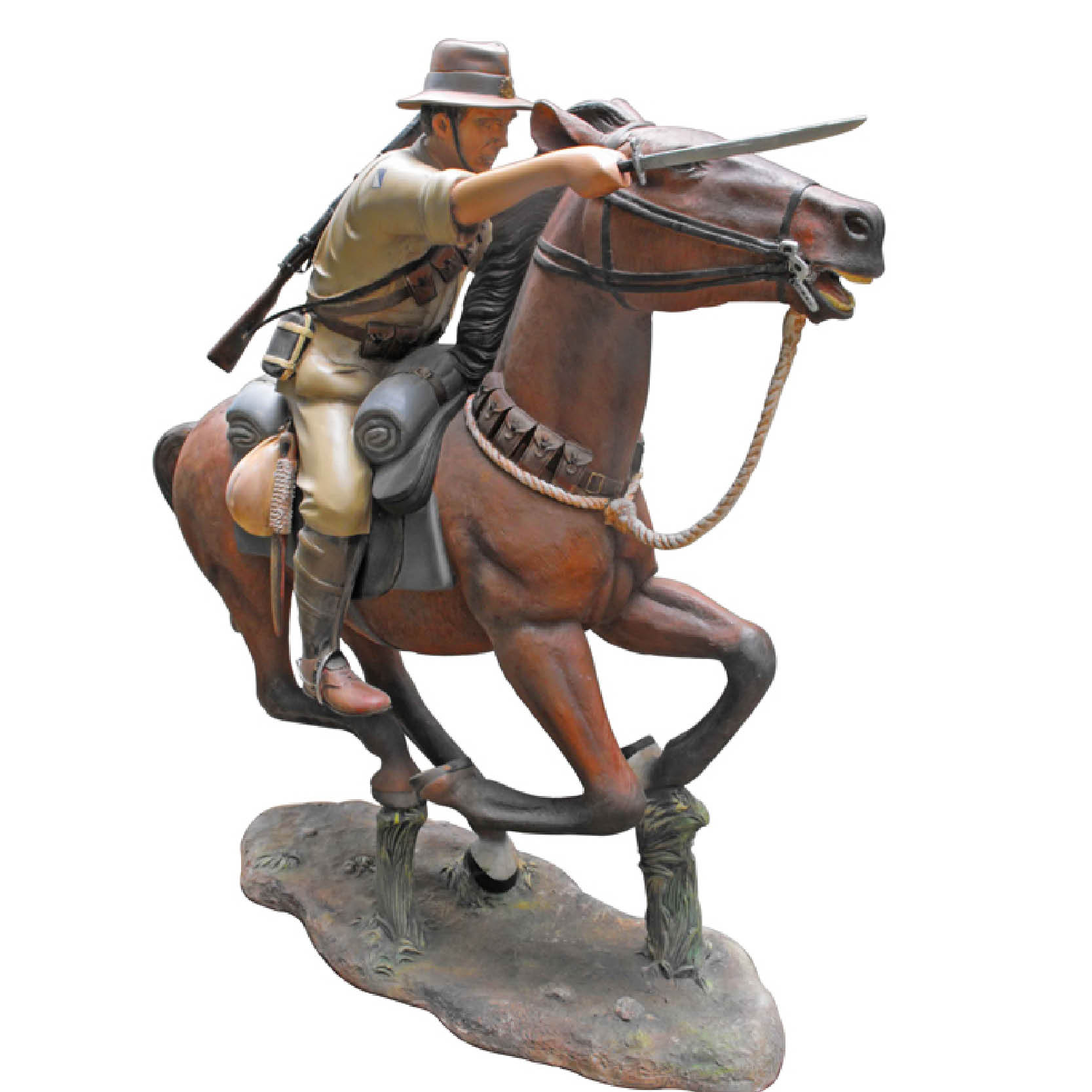 Natureworks Australia Charge at Beersheba 3ft Painted - horse and Rider-Kingaroy -front angle view-150105BZ