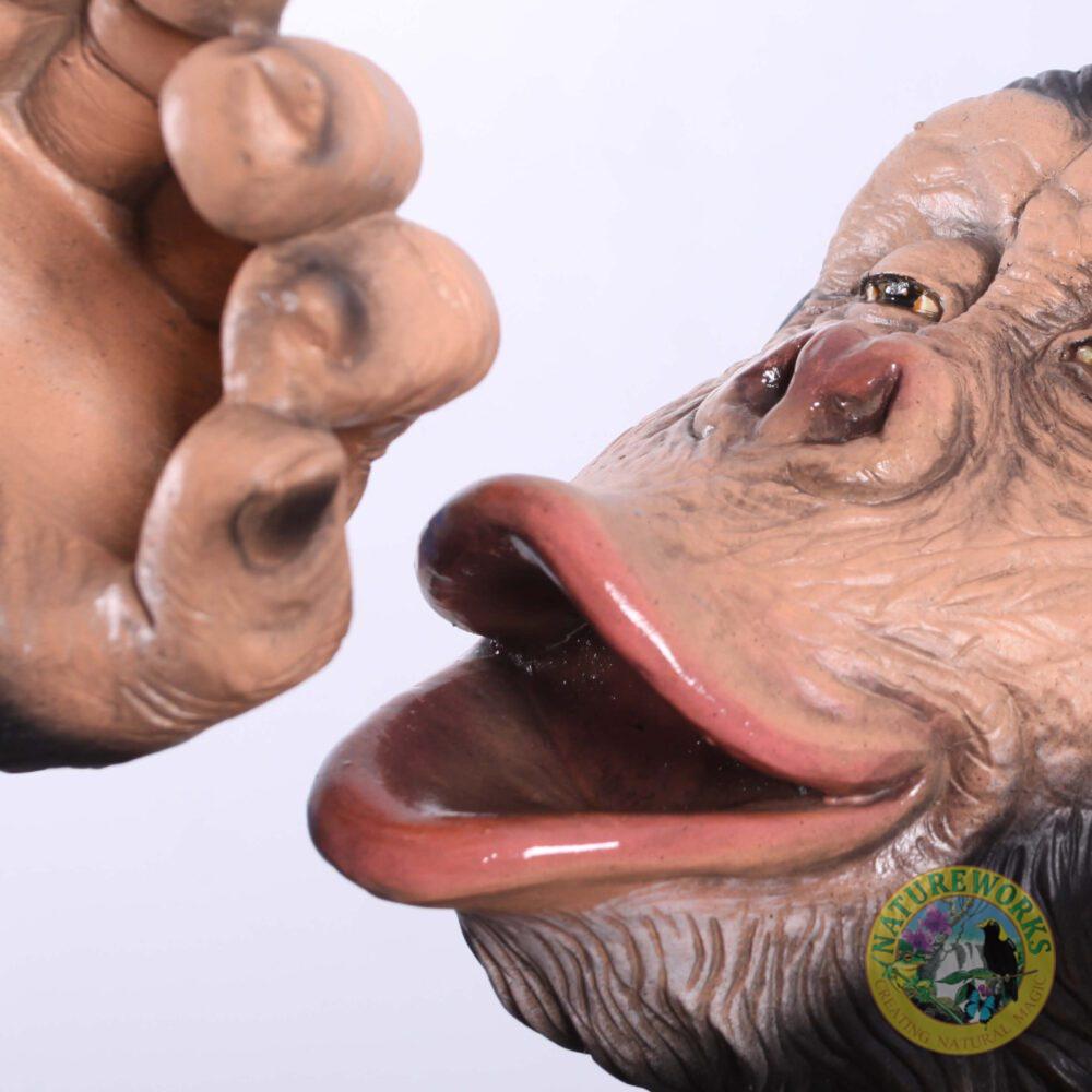 Natureworks Australia Chimpanzee sitting - statue-bozzy bottle holder - 140099 - angle view without bottle