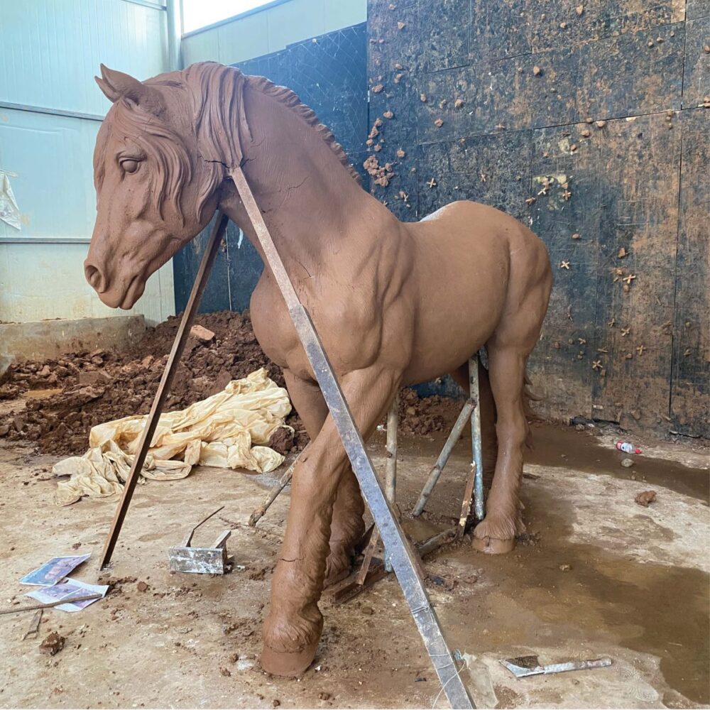 Clydesdale Horse - Clay Prototype - in production - life-sze replica - Front View