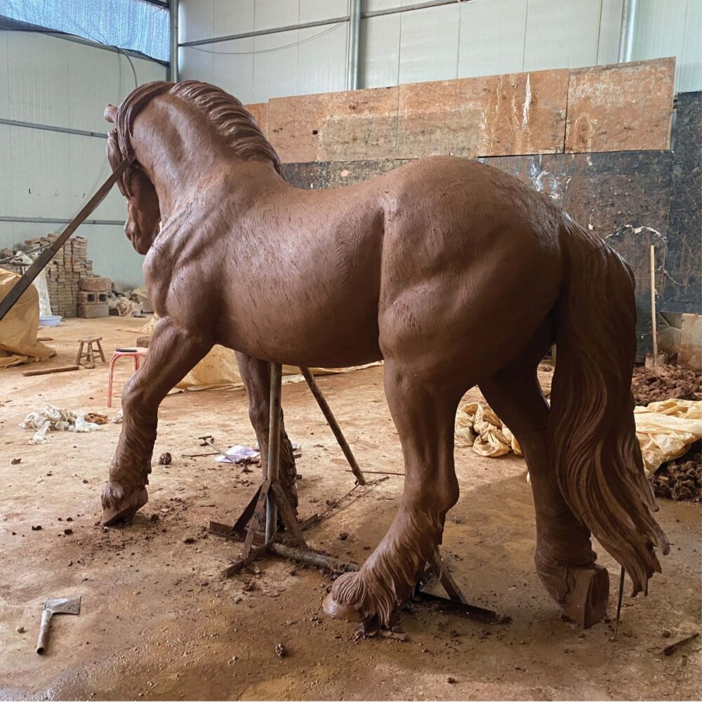 Clydesdale Horse - Clay Prototype - in production - life-sze replica - Rear View