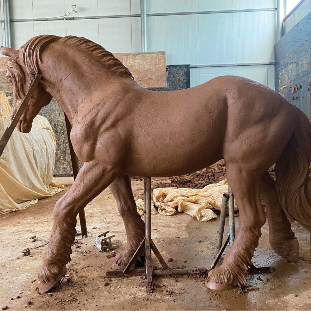 Clydesdale Horse - Clay Prototype - in production - life-sze replica- Side view