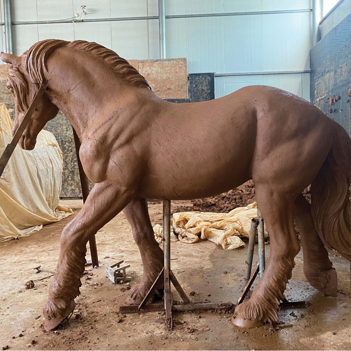 Natureworks Australia Clydesdale Horse - Clay Prototype - in production - life-sze replica- Side view