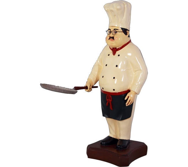 Cook Statue With skillet Pan ft