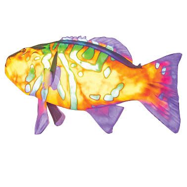 Natureworks Australia Coral Trout - White - Giant for public art displays and events - 120045White - showin with colour laser light shining on display - in Cairns Queensland