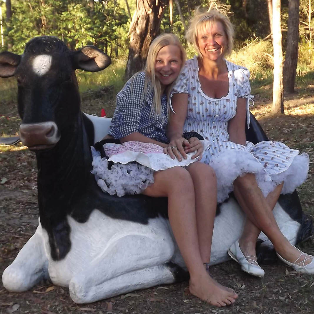 Natureworks Australia Cowch - Friesian cow settee-120020- shown outside at an event