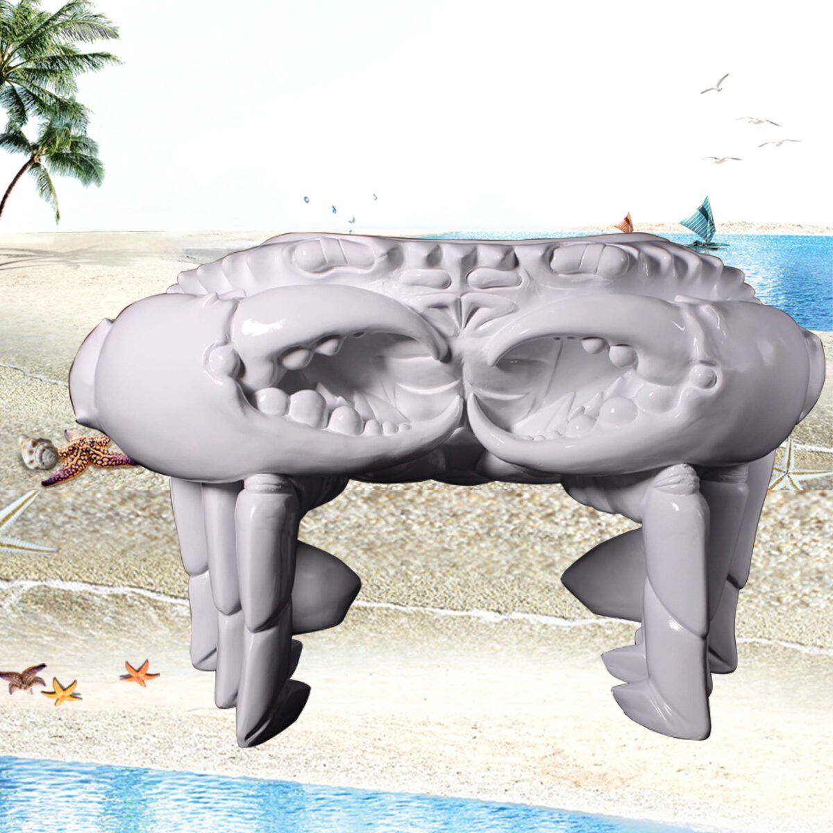 Natureworks Australia Crab Chair - White - 090079W- Showing rear view of nippers - what a fun prop