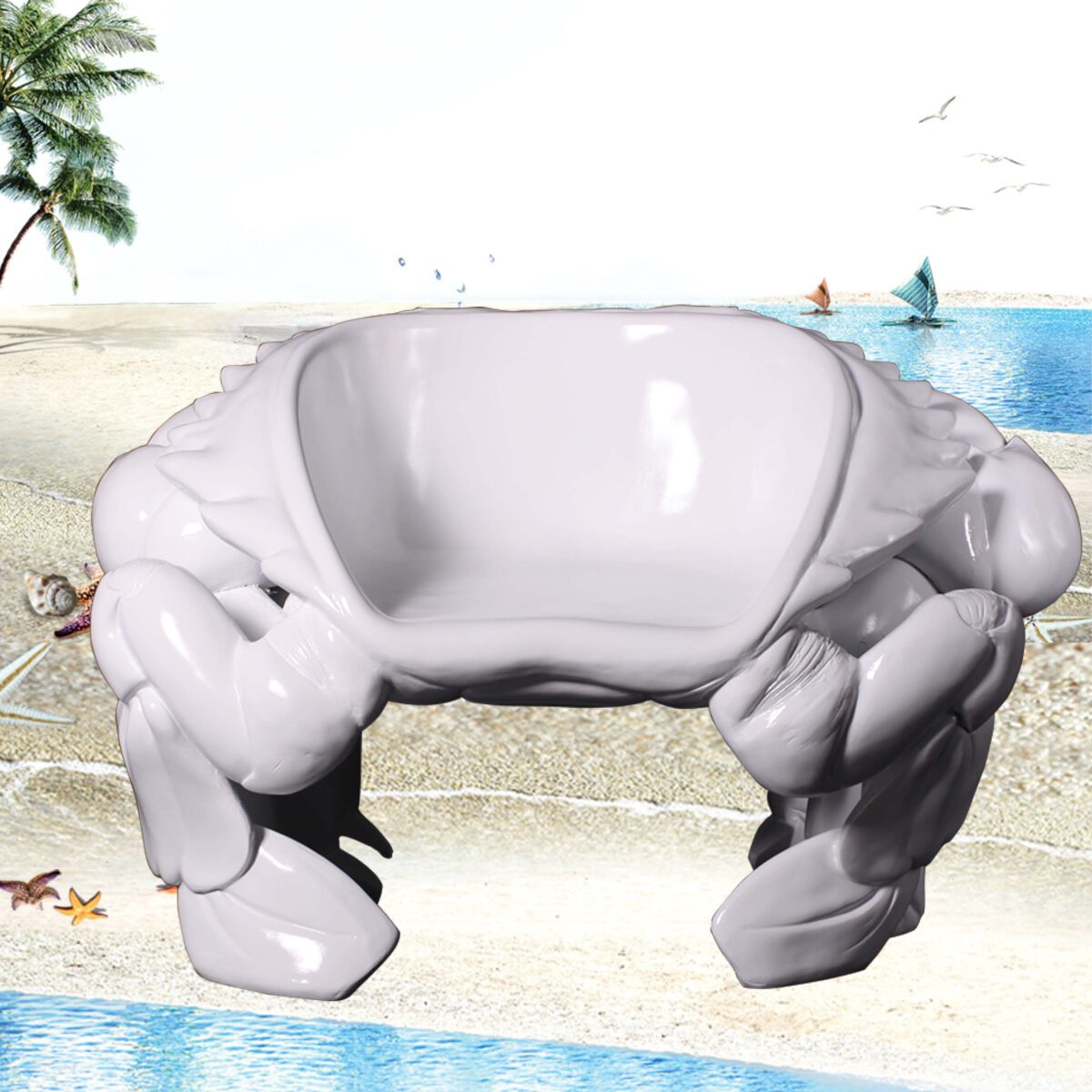 Natureworks Australia Crab Chair - White - 090079W- Shown on beach
