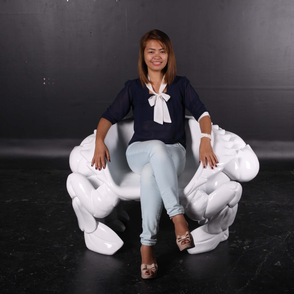 Natureworks Australia Crab Chair - White - 090079W- Shown with lady sitting on chair