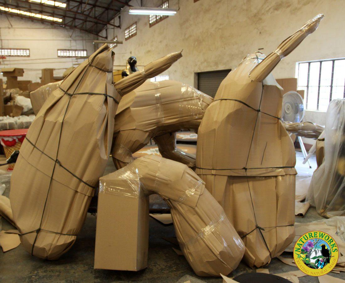 Natureworks Australia Dragon STanding - 7ft Red - 100043- shown on float at medieval festival - showing packaging