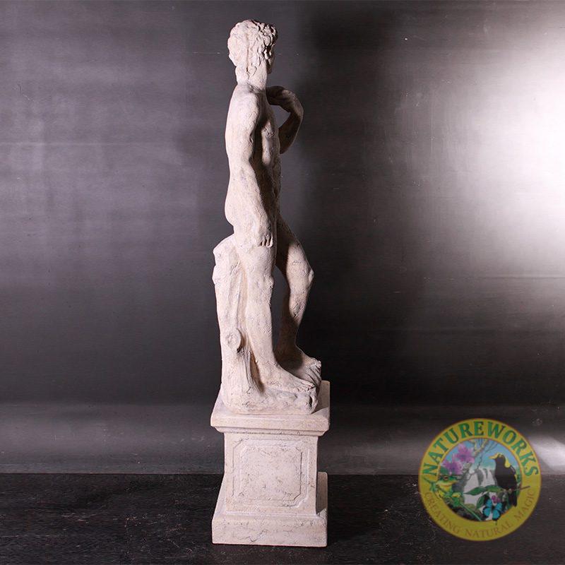 Natureworks Australia David Satue on Base - 030322RS - Roman stone finish - garden statue - side view looking right view