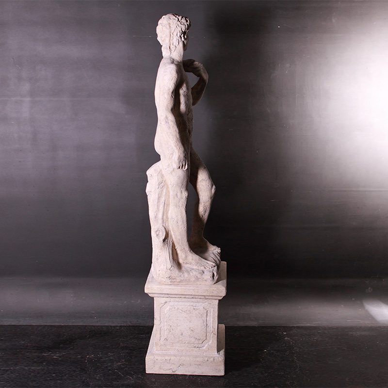 Natureworks Australia David Satue on Base - 030322RS - Roman stone finish - garden statue - side view looking right view