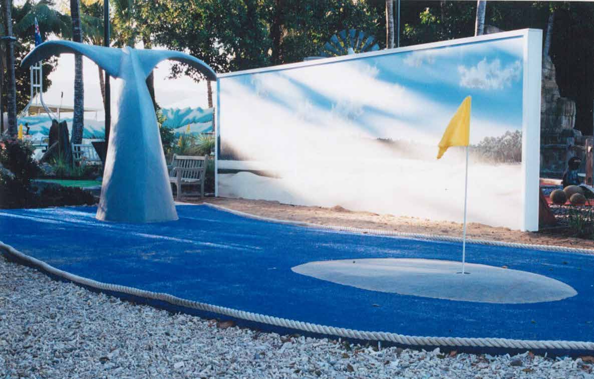 Natureworks Australia Whale tail mini-golf feature representing Hervey Bay for Australian themed mini-golf at Daydream Isalnd