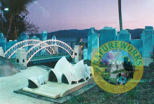Natureworks Australia Scale model of Sydney Opera House and Harbour Bridge for Daydream Island Australian-themed Mini Golf