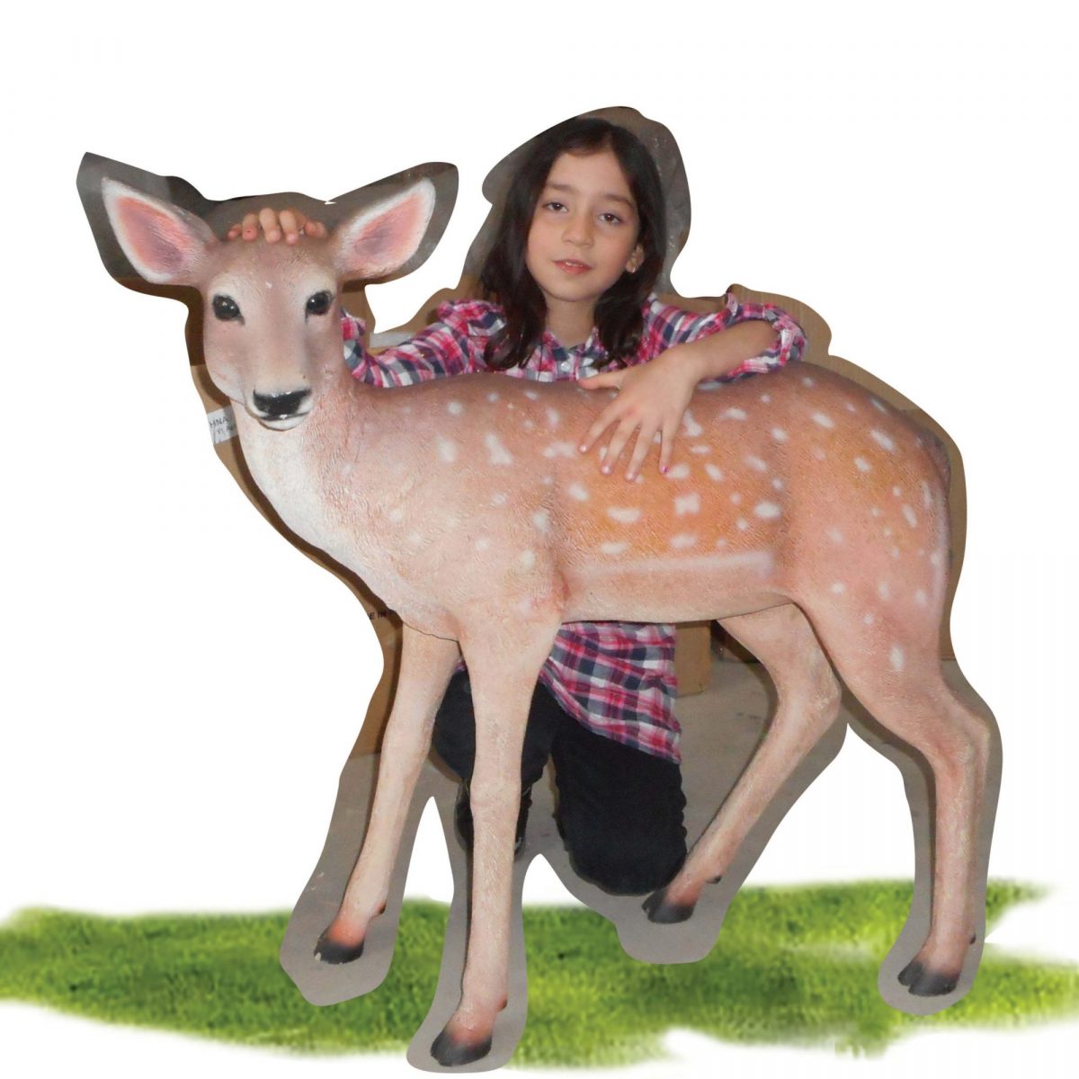 Natureworks Australia Cute deer fawn - statue in standing pose - with girl