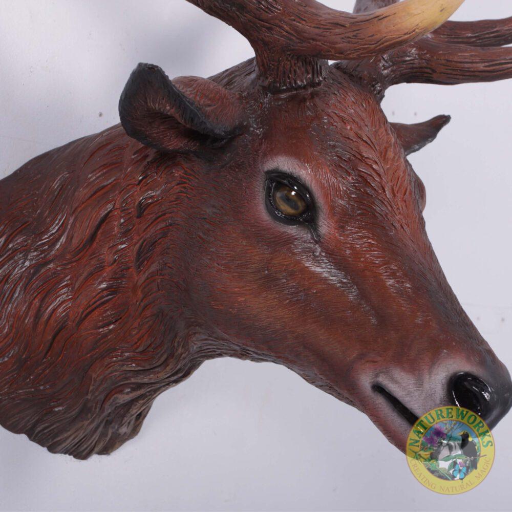Natureworks Australia Deer stag head - Wall mount - red - sku 130095 - showing close up of head detail