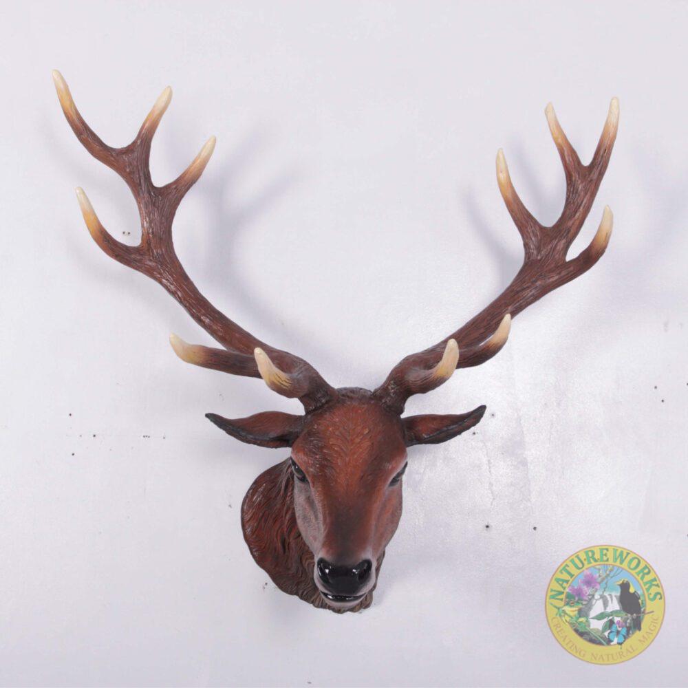 Natureworks Australia Deer stag head - Wall mount - red - sku 130095 - showin front view mounted on wall