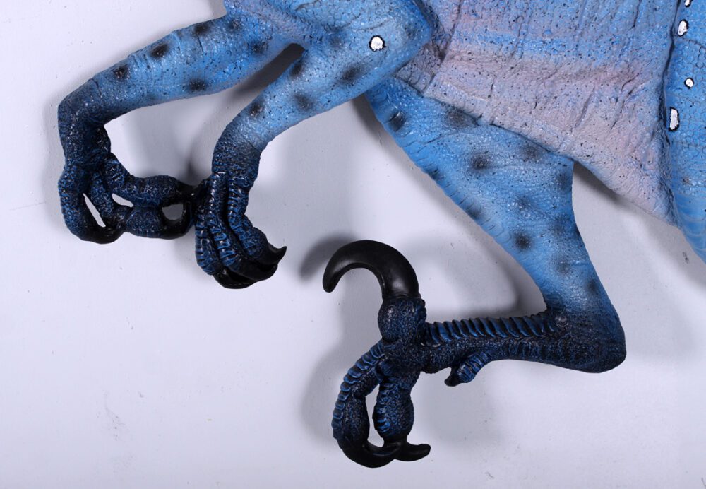 Natureworks Australia Deinonychus Dinosaur Wall Decor - Blue -3D with flat back - ideal as a bedhead, wall decor or themed exhibit - SKU 140029- showing close up of claw detail